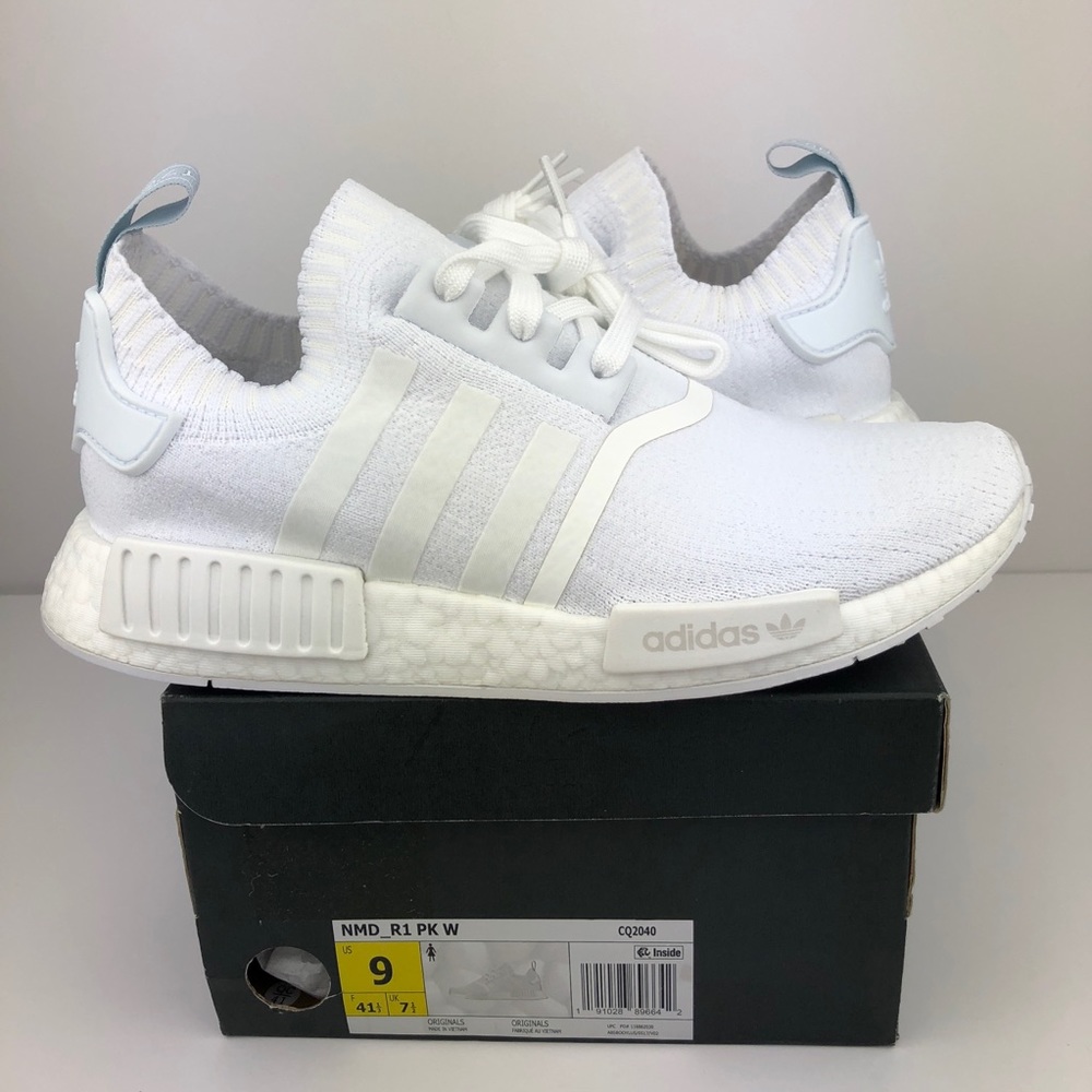 Adidas nmd r1 pk w size 9 women’s triple white